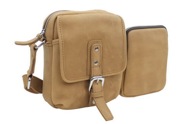 9 in. Cowhide Leather Parent-Child Shoulder Waist Bag LS24