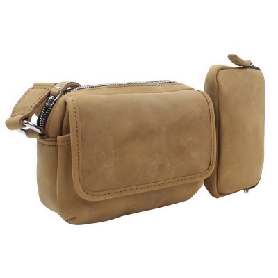 8 in. Cowhide Leather Parent-Child Shoulder Waist Bag LS25