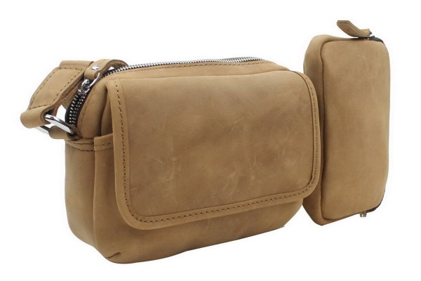8 in. Cowhide Leather Parent-Child Shoulder Waist Bag LS25