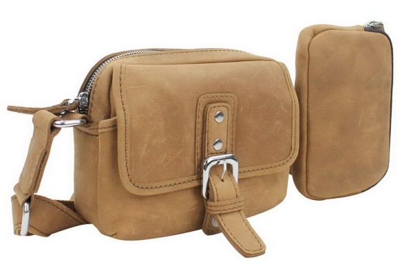 8 in. Cowhide Leather Parent-Child Shoulder Waist Bag LS27