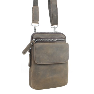 Full Grain Cowhide Leather Slim Shoulder Bag LS66