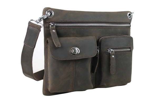 Full Grain Leather Art Panel Design Shoulder Bag LS70