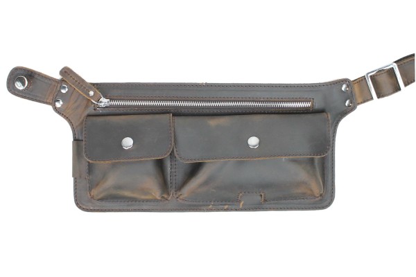 Full Grain Leather Slim Long Shape Waist Bag LW06