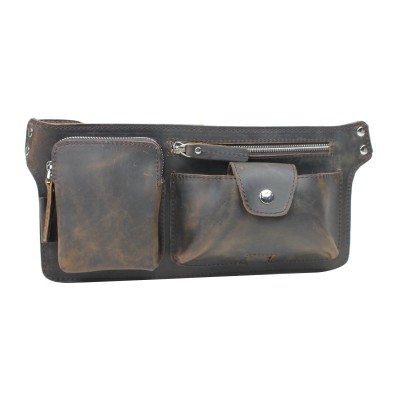 Full Grain Leather Slim Long Shape Waist Bag LW07