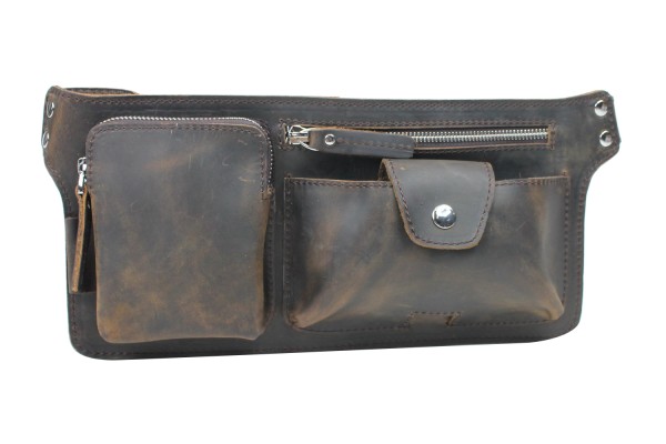 Full Grain Leather Slim Long Shape Waist Bag LW07