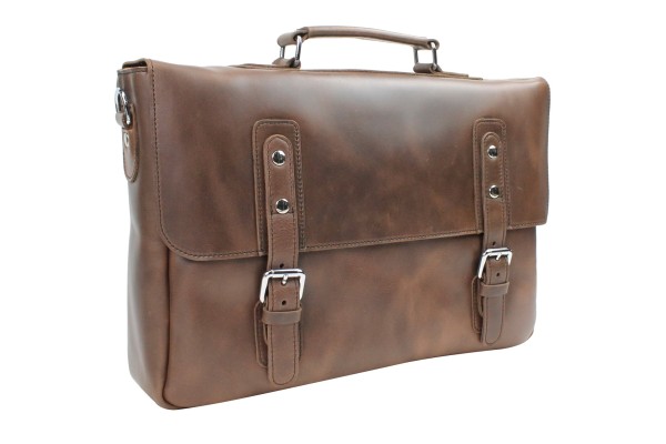 Classic Large Full Grain Leather Messenger Laptop Bag M62