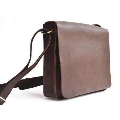13 in. Cowhide Vintage leather messenger laptop iPad shoulder bag satchel M230